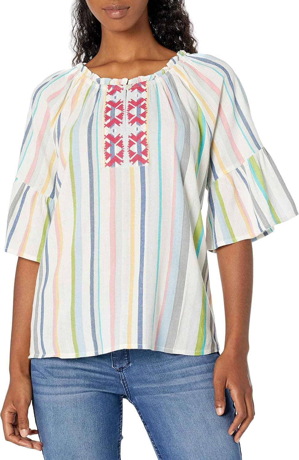 Vintage America Blues Women's Phoenix Cute Ruffled Neck Top