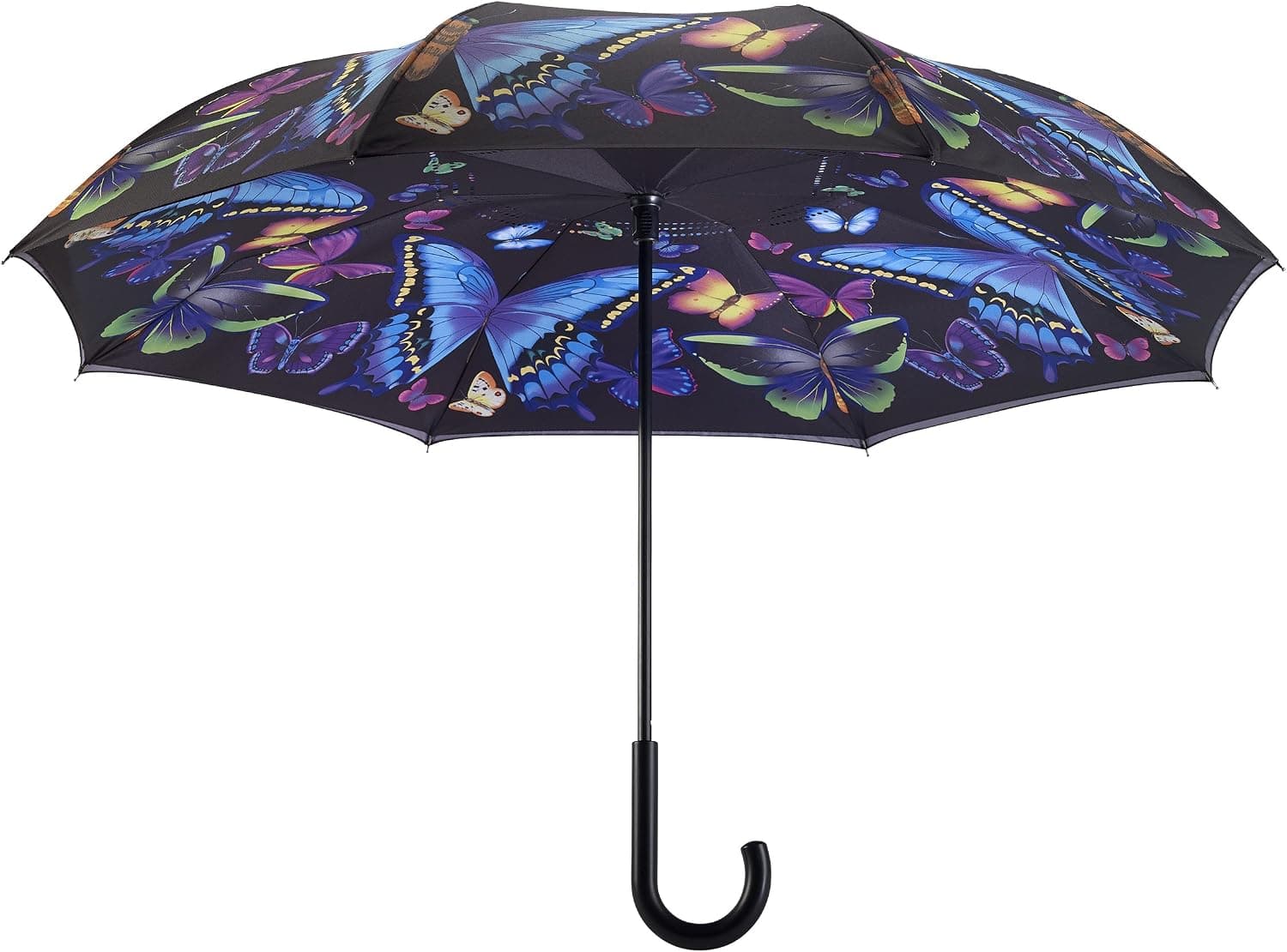 Galleria Reverse Close Stick Umbrella Moonlight Butterflies-Art on both sides