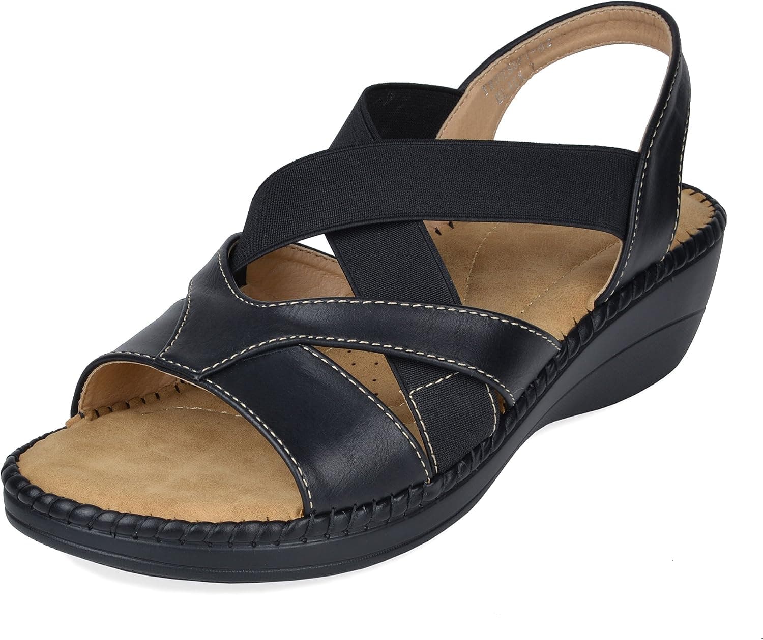 DREAM PAIRS Women's Truesoft_02 Black Low Platform Wedges Slingback Sandals Size 6 B(M) US