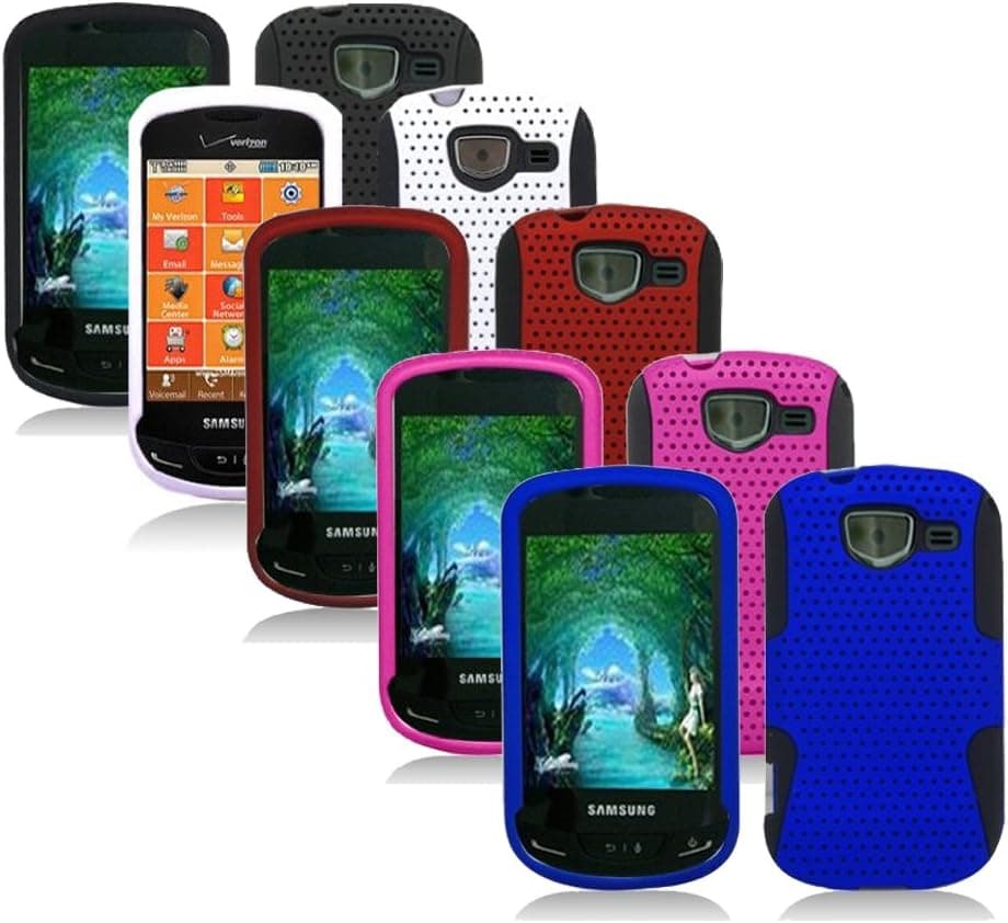 Importer520 5in1 Combo Colorful Apex Mesh Hard Silicone Hybrid Gel Case Cover For Samsung Brightside U380
