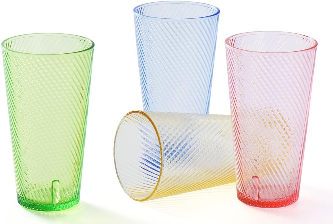 14 ozPlastic Tumblers Drinking Glasses Set Kids Plastic Cups Children’s Water Juice Glassware Reusable Drinkware for Picnic Camping Beach Party