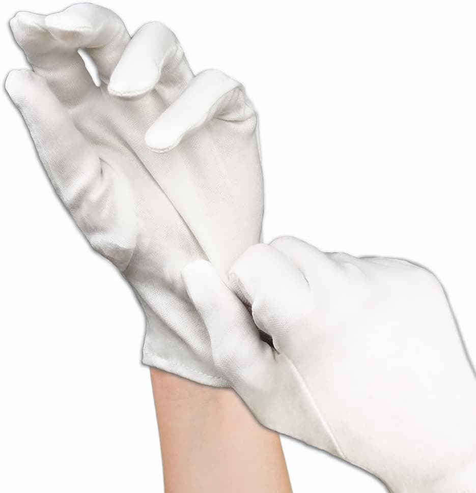 6 Pairs (12 Gloves) - Gloves Legend White 100% Cotton Moisturizing Gloves for Dry Hand, Eczema - Sleeping Nighttime Cotton Cloth Moisturizing Gloves - Women Size Small