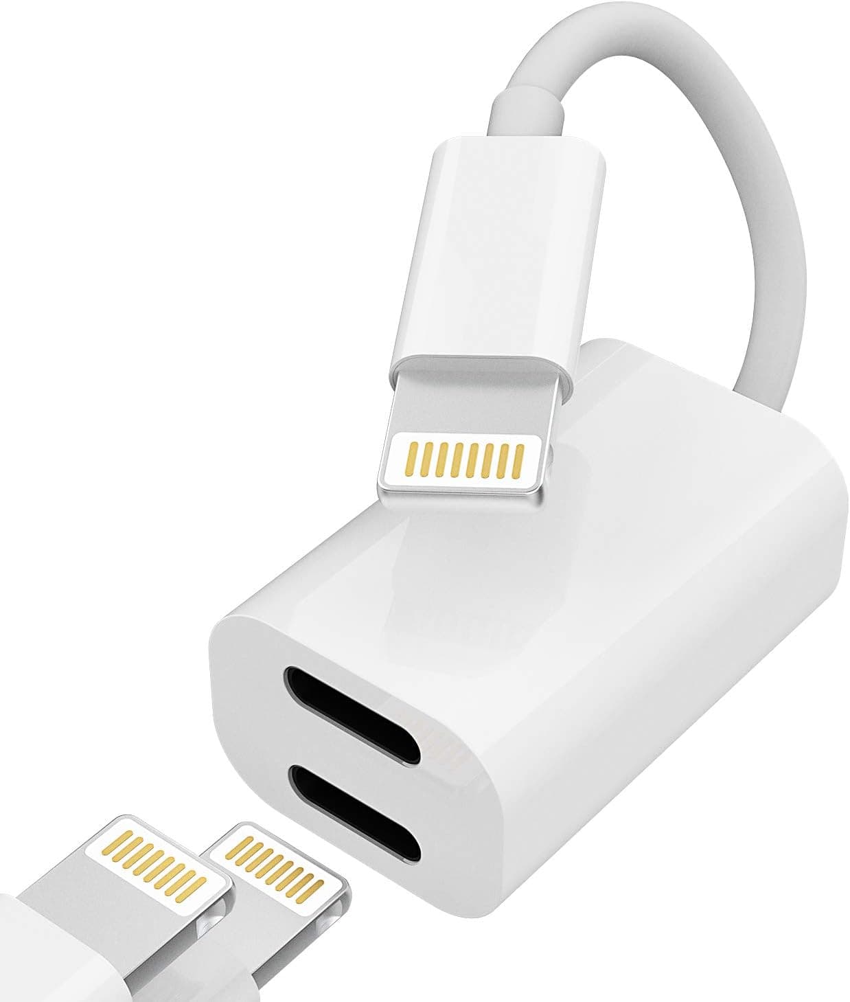 Headphone Adapter Lightning to Audio Jack and Charger Earphone Charging Splitter Compatible with iPhone 11 12Mini pro max xs xr x se2 7 8plus for ipad air Cable Connector Converter,Apple MFI Certified