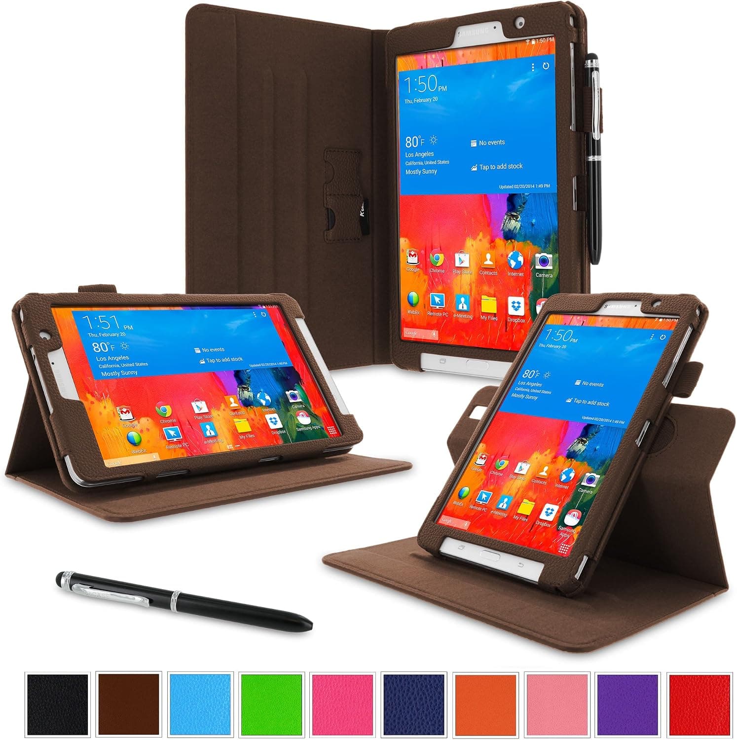 rooCASE Samsung Galaxy Tab Pro 8.4 Case - Dual View Multi-Angle Stand 8.4-Inch Tablet Case - Brown