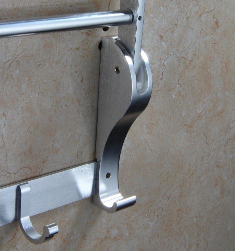Cloud Power Shelf with Towel Rack Minimalist Aluminum Towel Rack with Two Towel Bars Wall Mounted Silver
