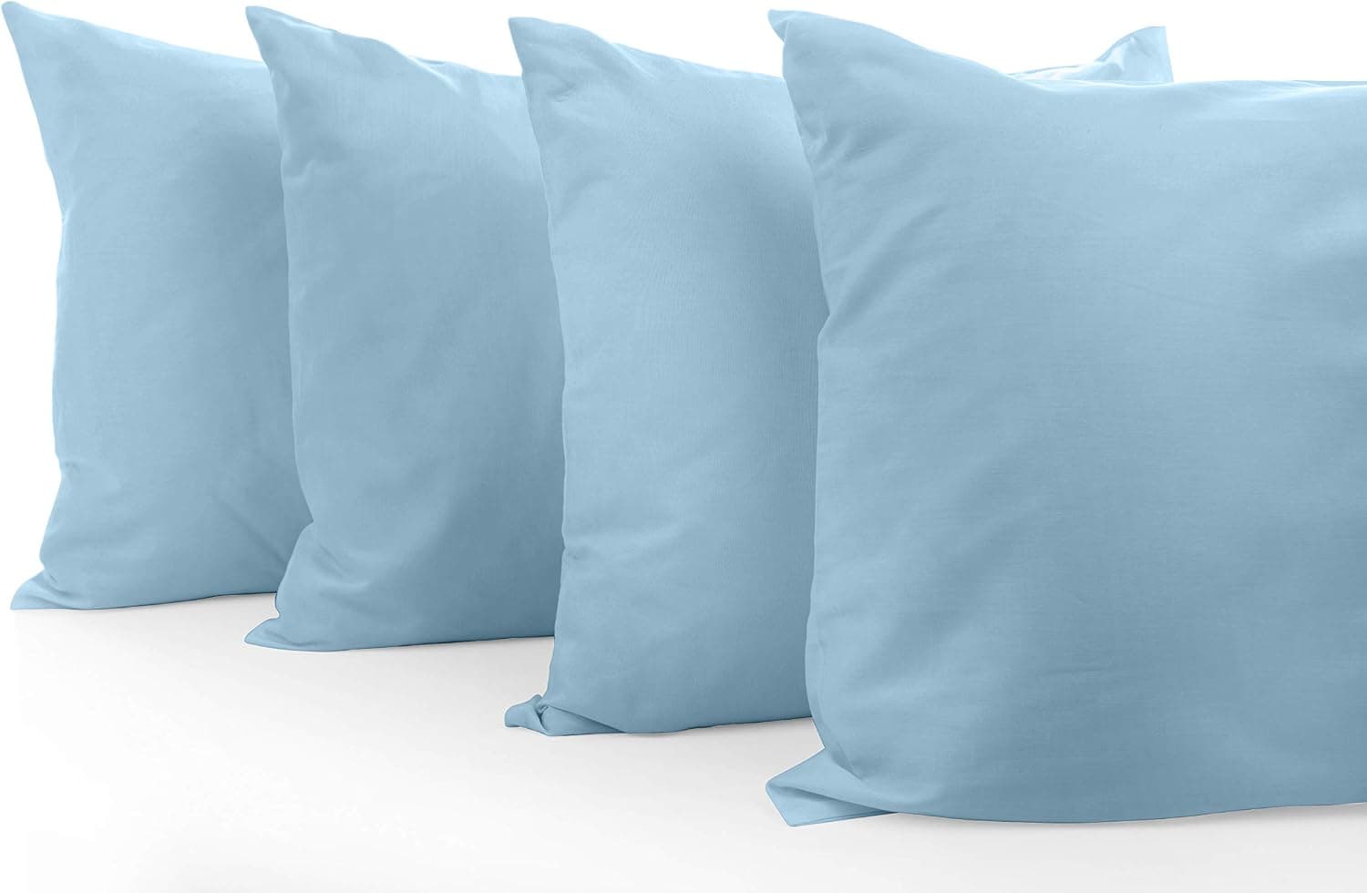 Comfort Beddings Standard Pillow Cases Set of 4 Light Blue 100% Organic Cotton 800 Thread Count Premium Light Blue Cotton Pillowcases, Standard Pillowcase Pillow Covers, 20 x 26 inch