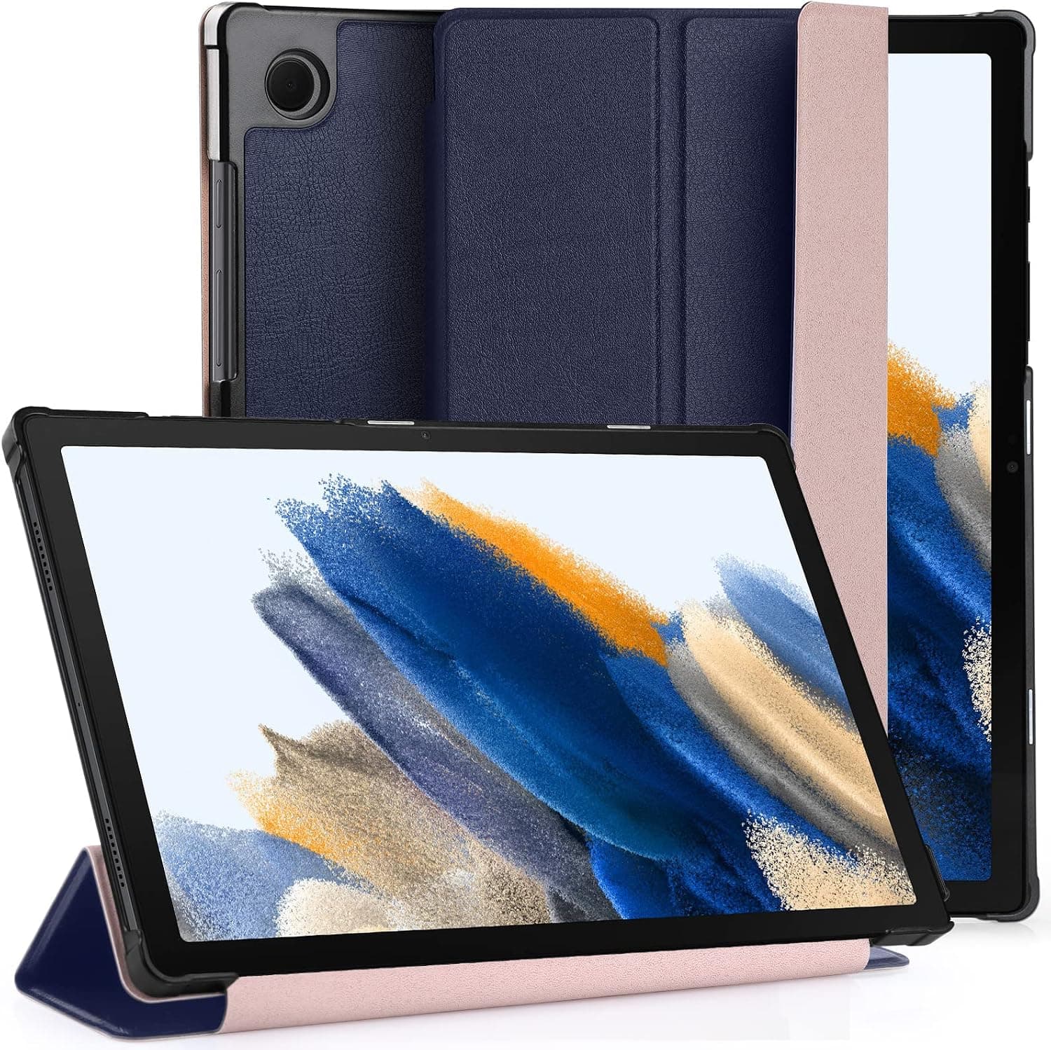 GeeRic Case Compatible with Samsung Galaxy Tab A8 10.5" (2021) SM-X200, SM-X205, PU Leather Tri-Fold Cover with Auto Wake/Sleep, Ultra-Thin Ultralight Case, Blue