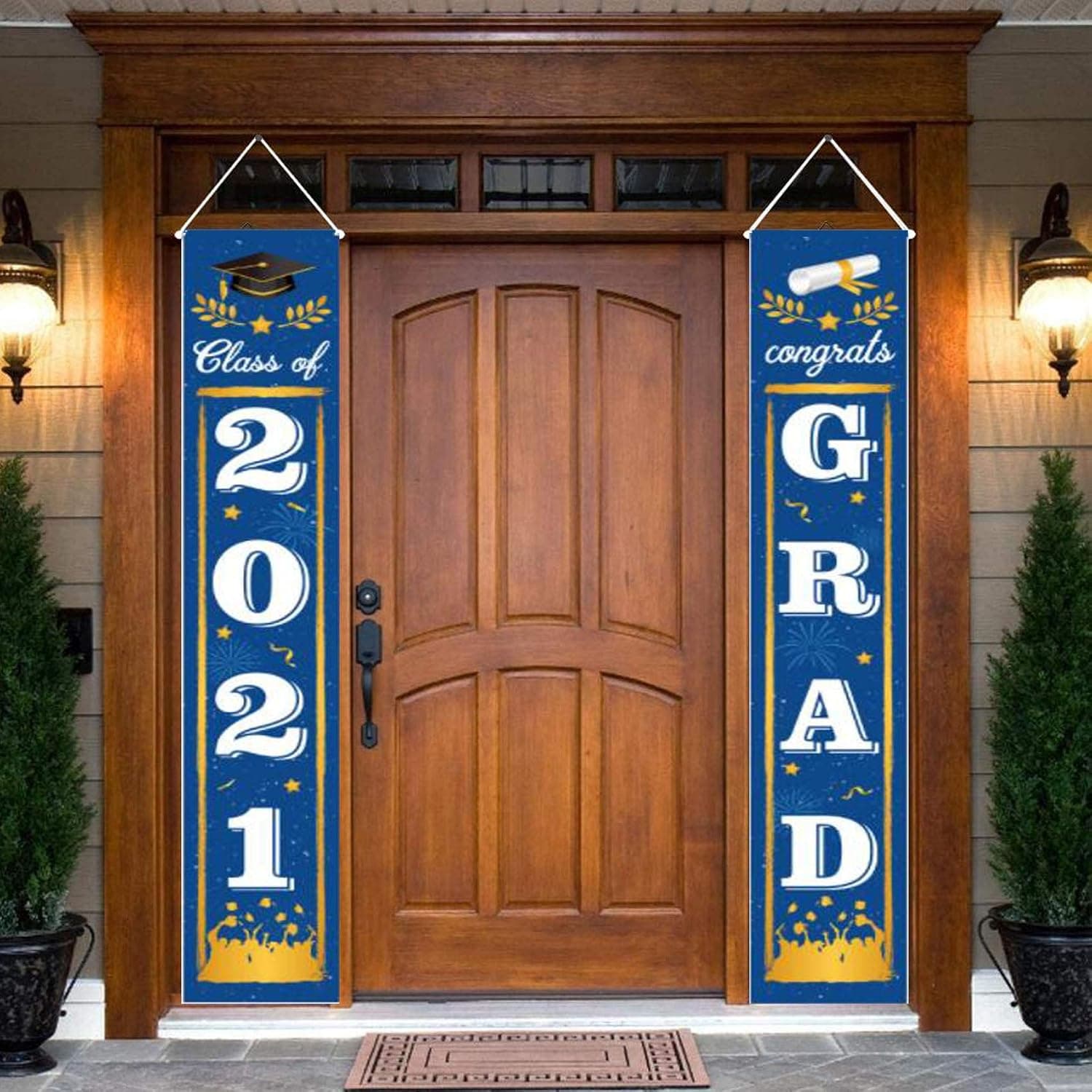 2021 Graduation Banners - Graduation Porch Sign 2021- Class of 2021 Graduation Party Supplies - 2021 Graduation Decorations Banners- Hanging Flags Banner Signs Indoor & Outdoor Home Door Porch Decor