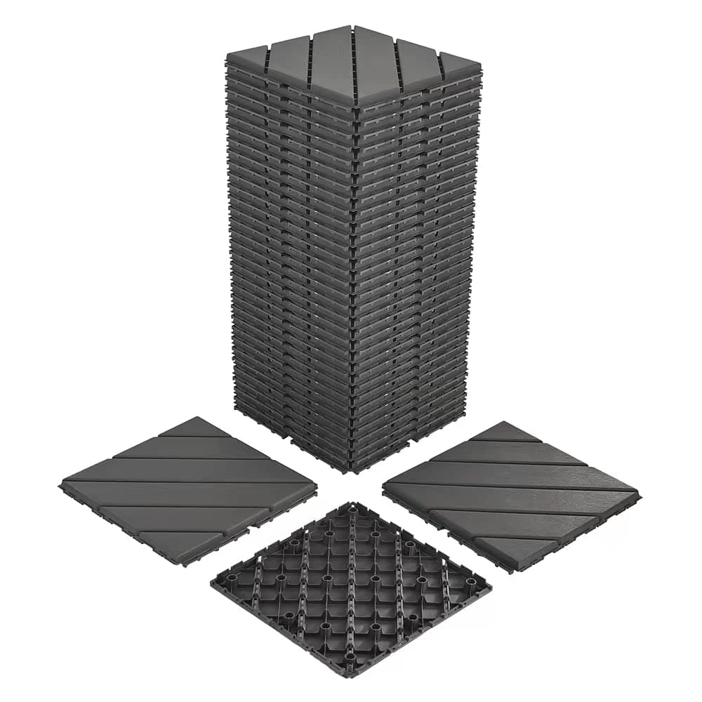 36 sq. ft Plastic Interlocking Deck Tiles,36 Pack Patio Deck Tiles,12"x12" Waterproof Outdoor Flooring All Weather Use,Patio Floor Decking Tiles for Porch Poolside,Diagonal Stripes