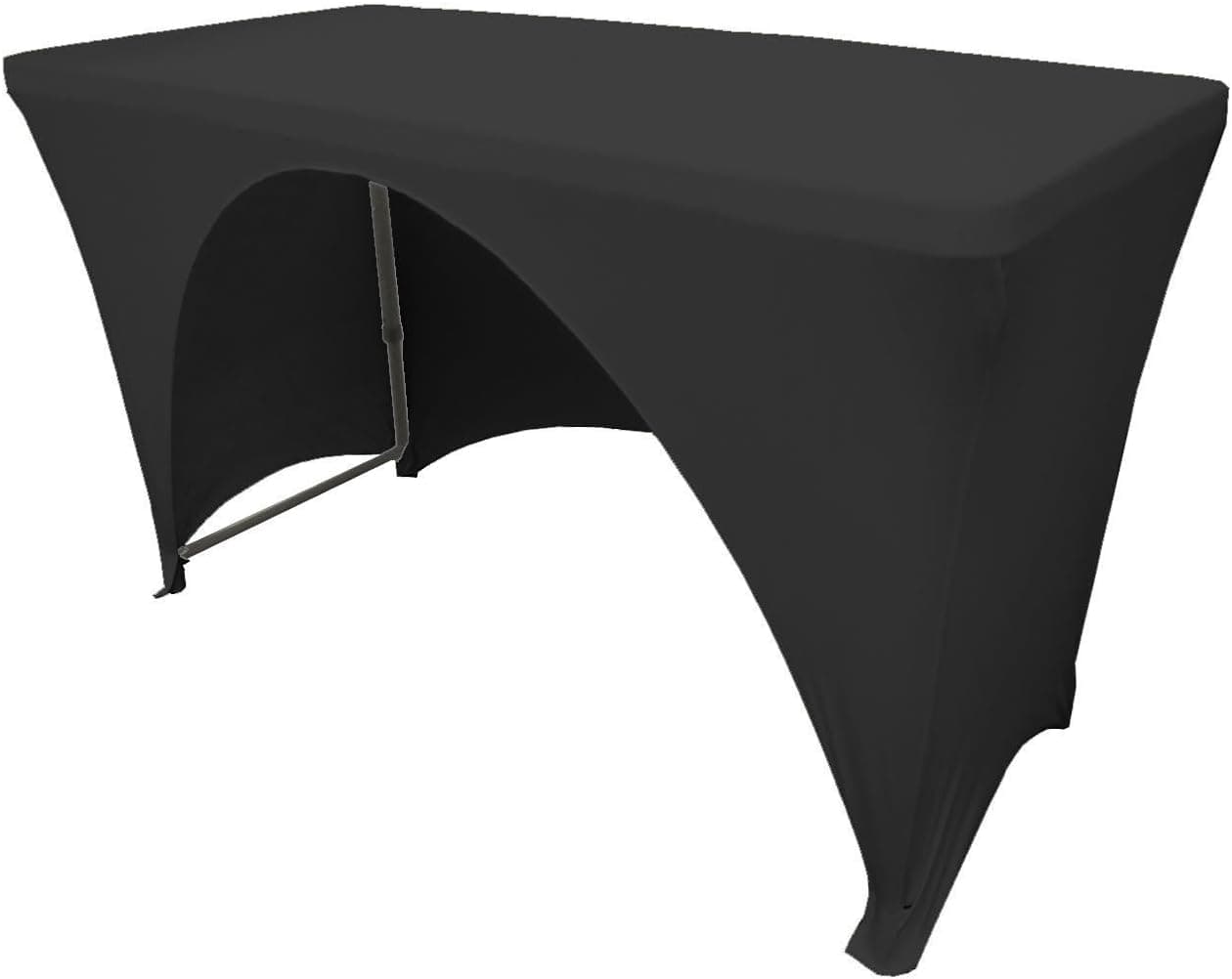LA Linen Open Back Spandex Tablecloth, Black, 48" x 24" x 30"