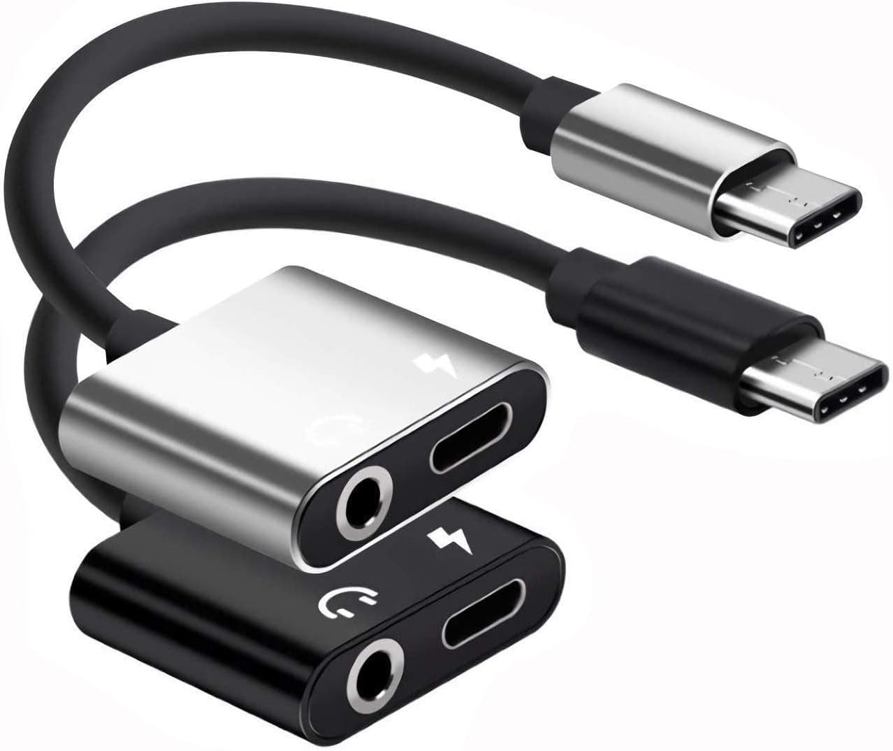 2 in 1 USB Type C to 3.5mm Aux Audio Headphone Charger and Music Jack Adapter, Compatible with iPad Pro 2018 2019 2020, Samsung Note10 / Note20 / S20, for Pixel 3/3 XL/2/2 XL