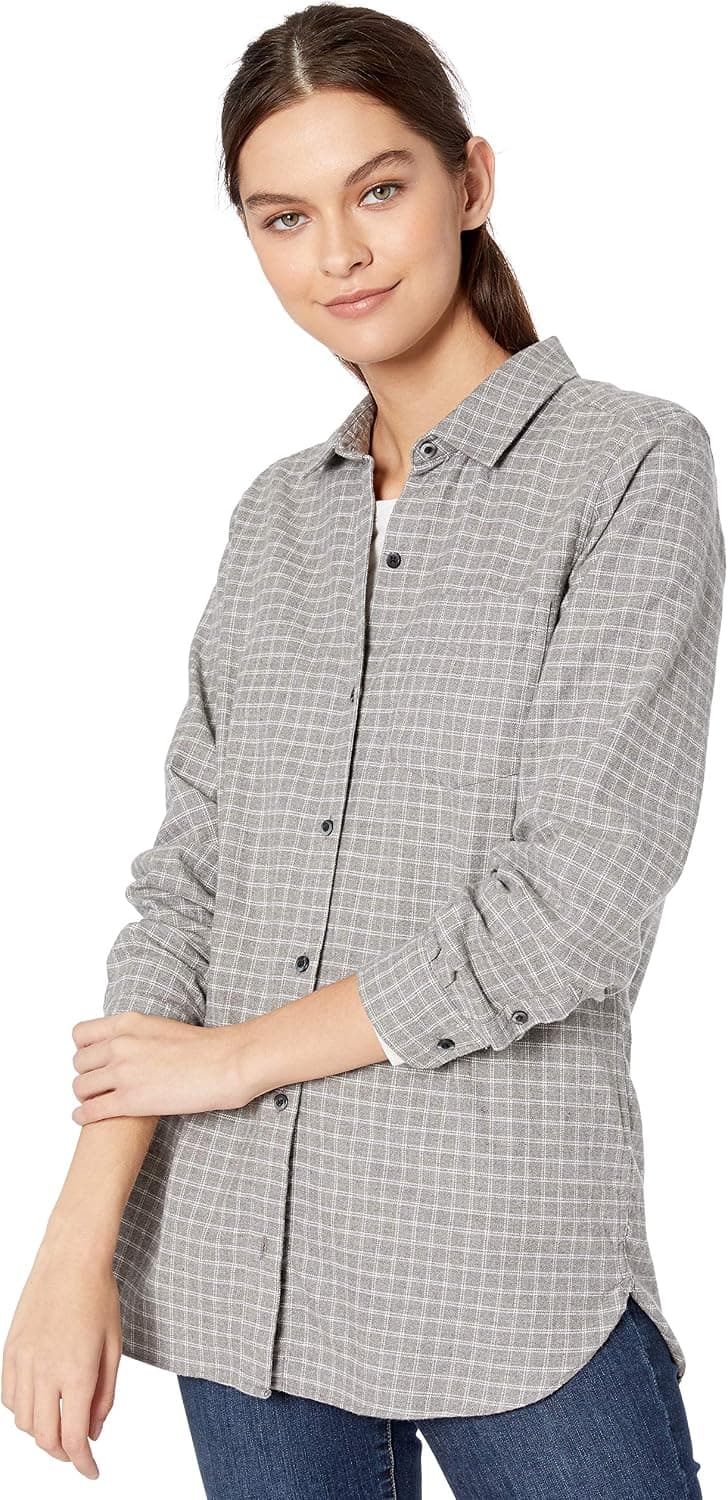 Goodthreads Women's Standard Heavyweight Flannel Long-Sleeve Button-Front Tunic Shirt