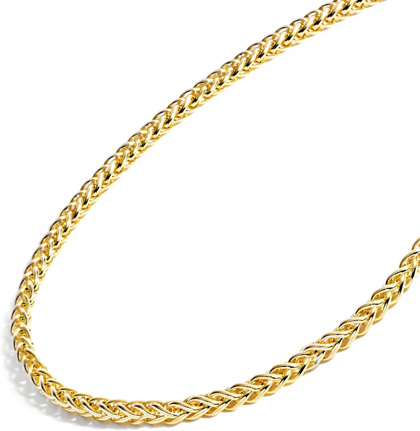 Jewelry Atelier Gold Chain Necklace Collection - 14K Solid Yellow Gold Filled Round Wheat/Palm Chain Necklaces for Women and Men with Different Sizes (2.5mm, or 3.2mm)