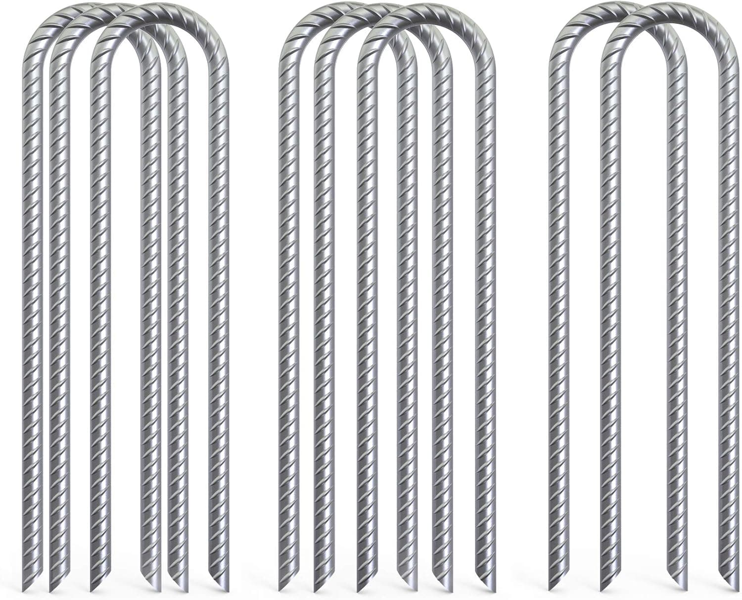 OK5STAR 16 Inch Trampoline Wind Stakes U Shaped Rebar Ground Stakes Galvanized Ground Anchors for Trampoline Security