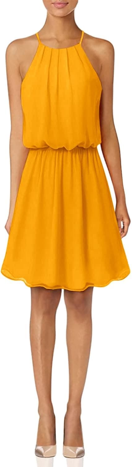 JSCEND Women's Sleeveless Double Layered Pleated Neck Cami Chiffon Mini Dress (S~3XL)
