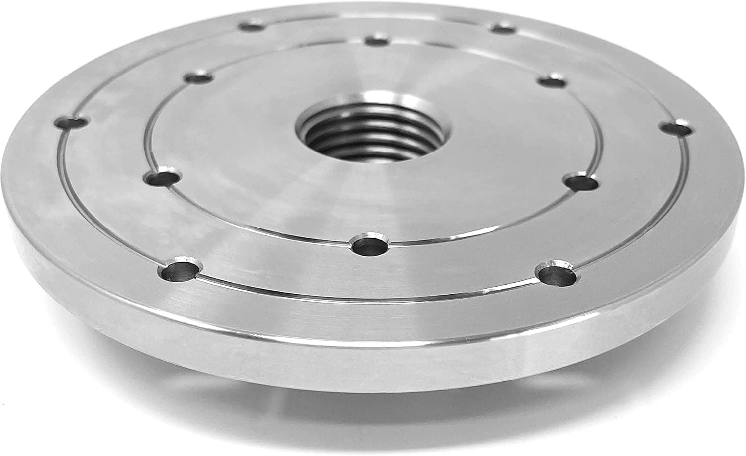 6" Steel Wood Lathe Face Plate, 1-1/4" x RH 8tpi Threaded with set screws to lock on spindle for reverse turning