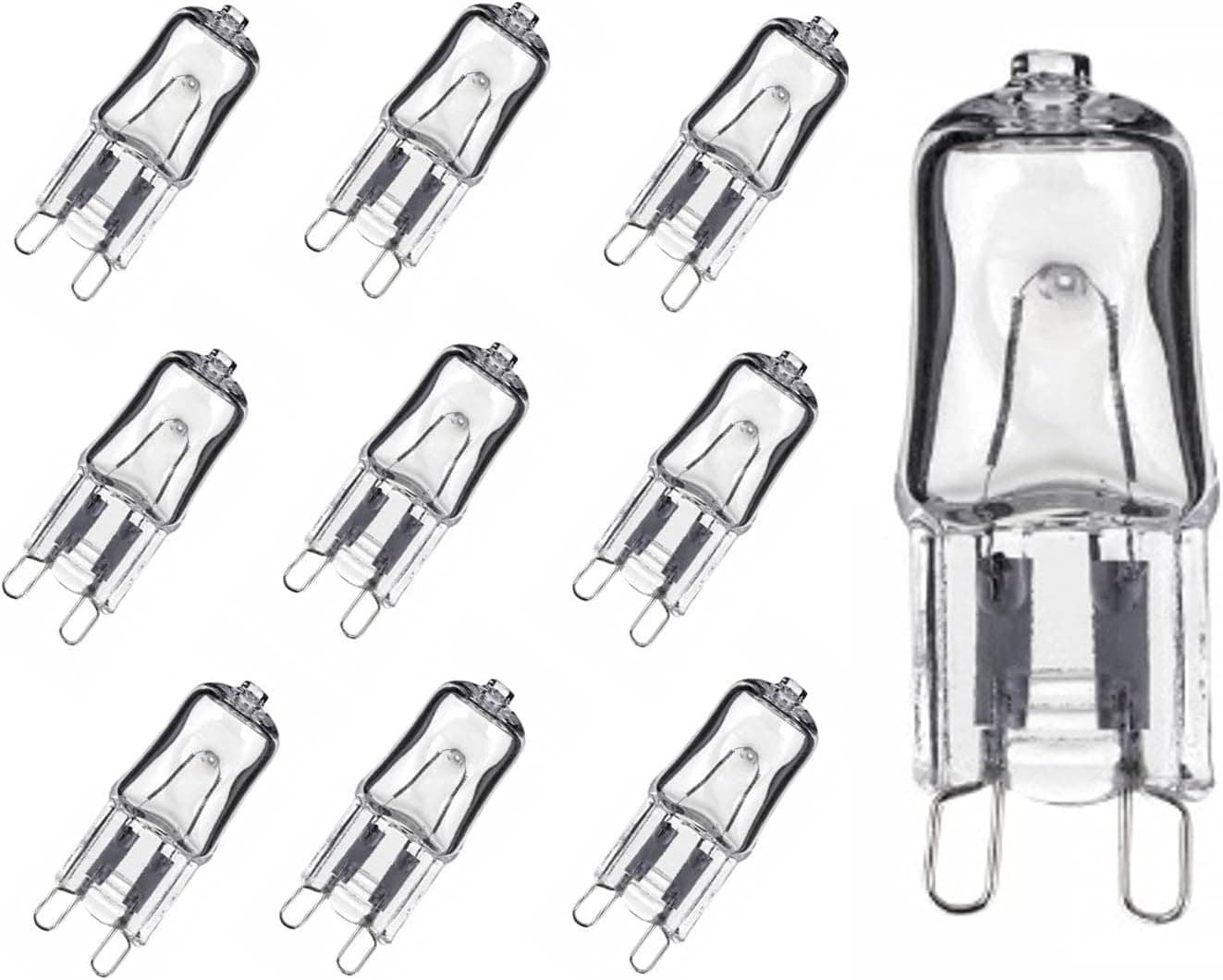 Phoenimax 10PK G9-40W 120V Single Ended JCD Halogen Bulbs, Dimmable, Bi-Pin Base, T4 Capsule Type for Pendant Accent Down Lights Chandelier &Sconce Fixtures
