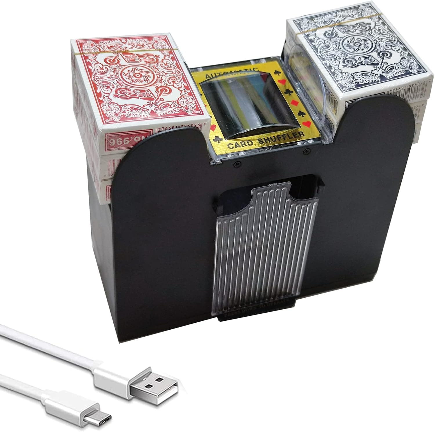 SK CASA FONBEAR 6 Deck Automatic Card Shuffler USB/Battery-Operated Electric Shuffler - Great for Home & Tournament Use for Classic Poker & Trading Card Games