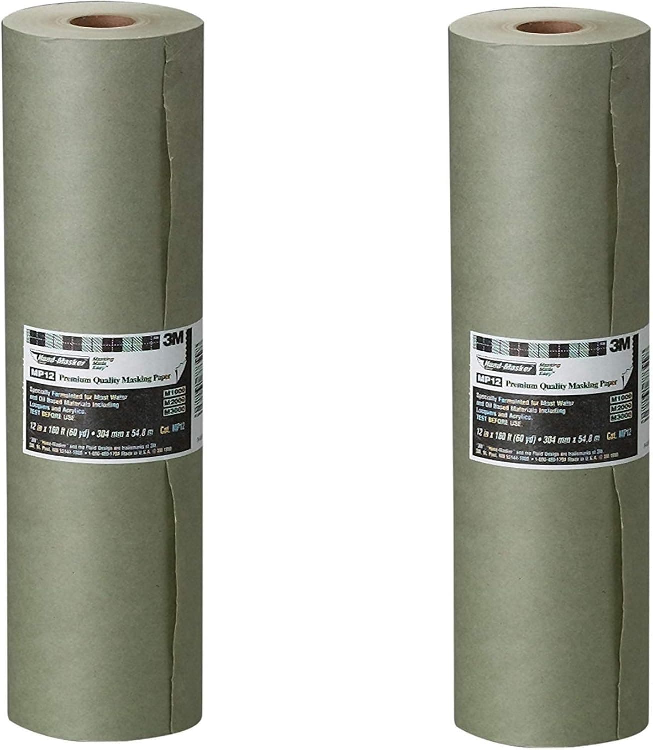 3M 3M Hand-Masker Premium Quality Masking Paper, 12-Inch x 60-Yard, 2 Pack