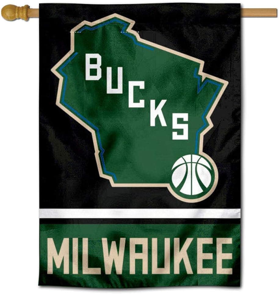 Milwaukee Bucks State of Wisconsin Two Ply and Double Sided House Flag