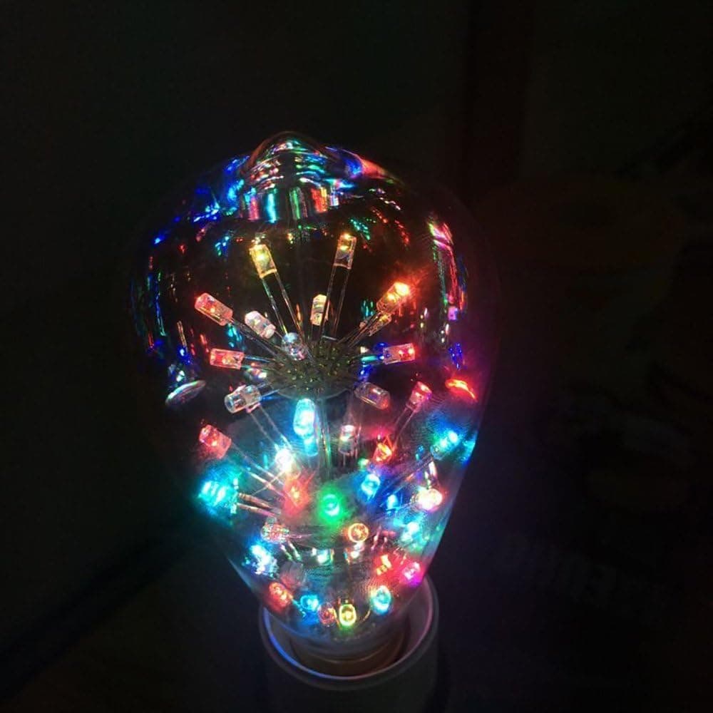 SHANHAI E26 Medium Base Quick Flash LED Lights Bulbs, Lamps Bulb with Brass Base & Clear Glass Shade for Party, Holiday Decoration & Ligting Fixtures - 3W , Romantic Starry, High Effiency, Pack of 1