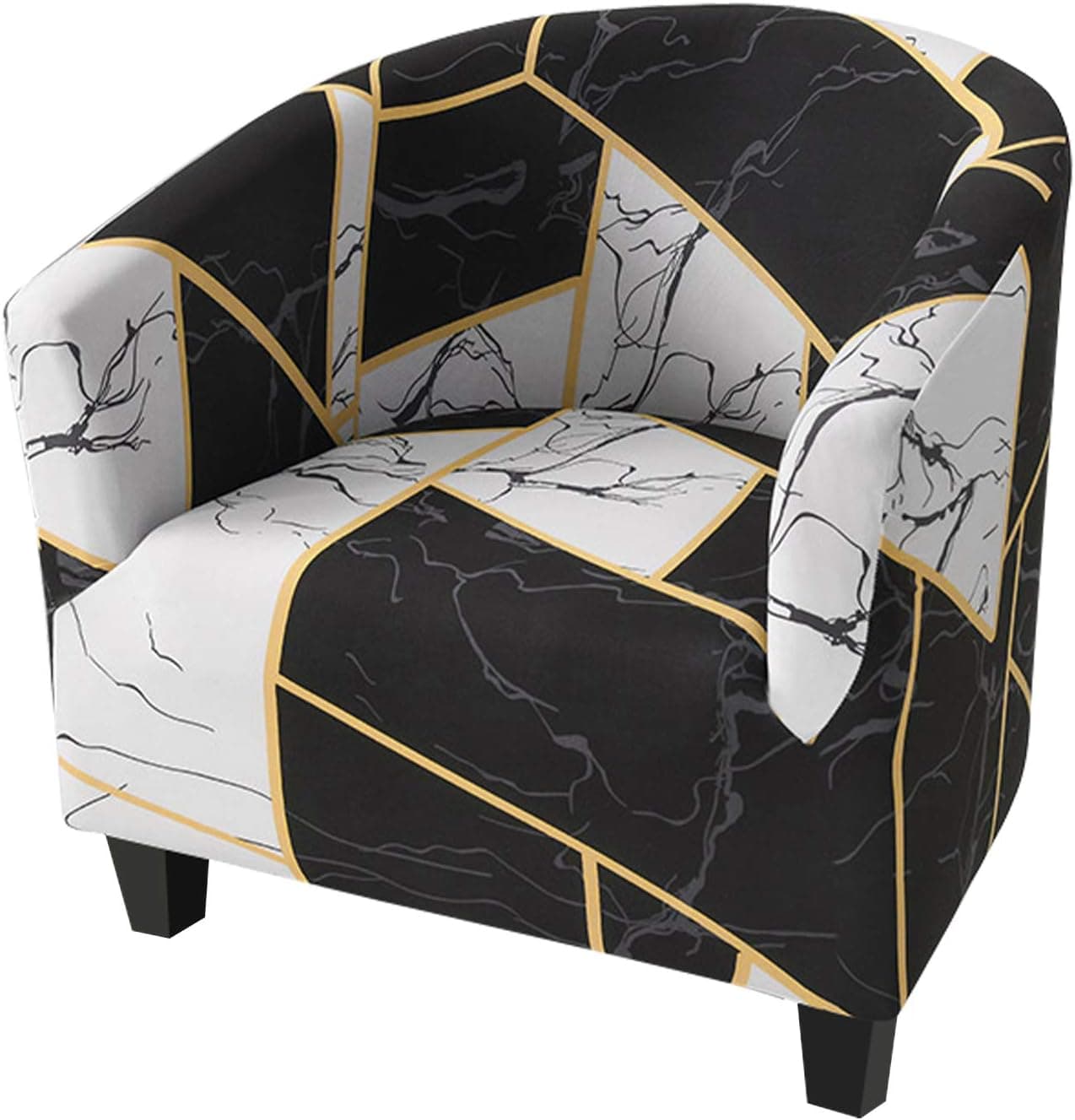 HOTNIU Club Chair Slipcover Tub Chair Covers for Armchairs, High Stretch Armchair Slipcover, Furniture Protector for Living Room, Removable Wing Back Covers, Geometric Tiles Armchair Covers