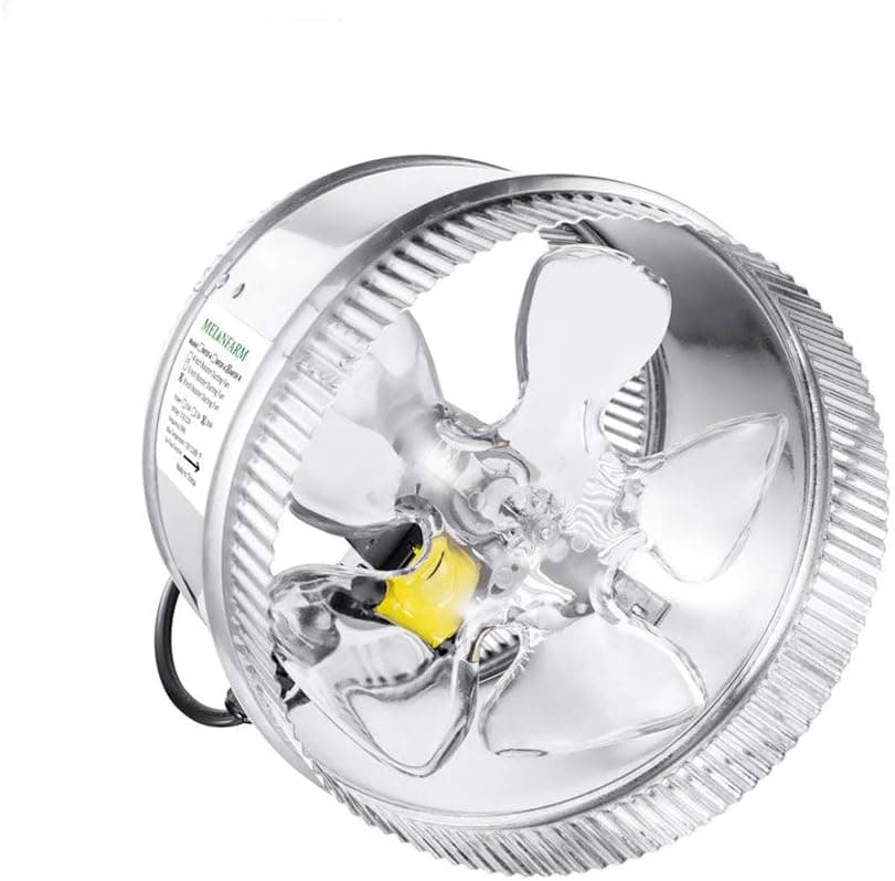 MELONFARM 8 Inch Duct Fan 500 CFM, Low Noise HVAC Metal Booster Blower for Exhaust and Intake Extra Long 6.0' Grounded Power Cord