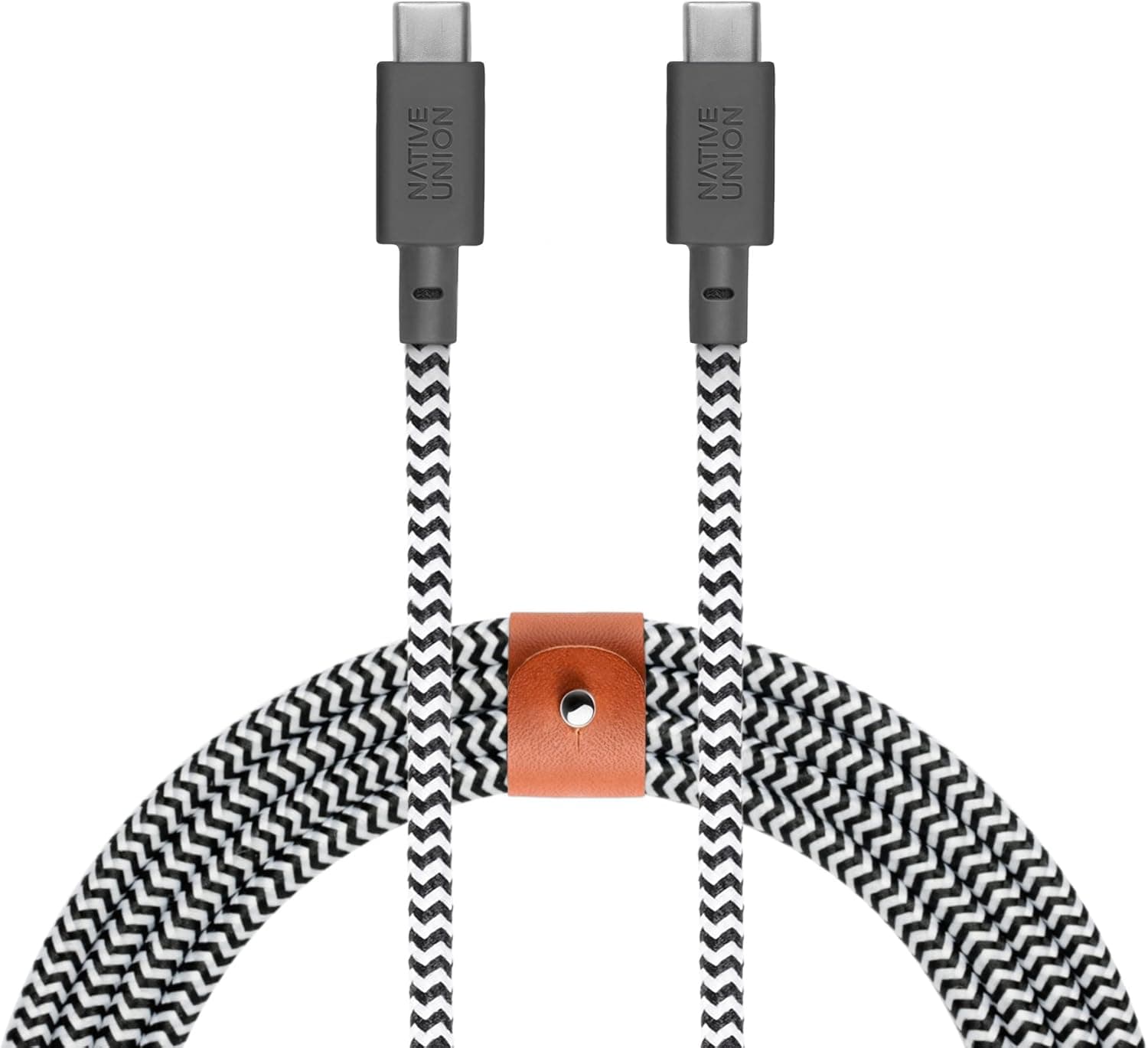Native Union BELT Cable USB-C to USB-C - 8ft Ultra-Strong Reinforced Certified Charging/Sync Cable with Strap - Compatible with All USB-C Devices (Zebra)