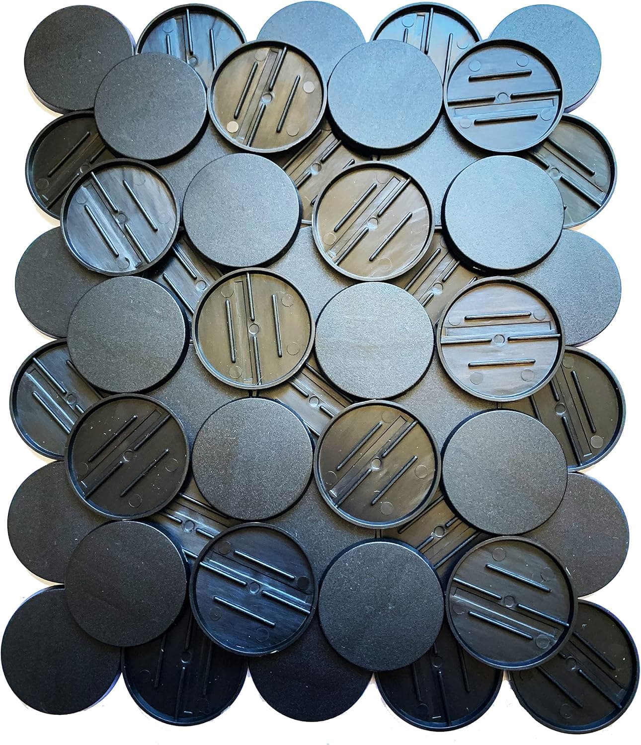 Pack of 50-40mm Flat Multi-Purpose Bases for Miniatures (roughly 1.5") - Black Plastic
