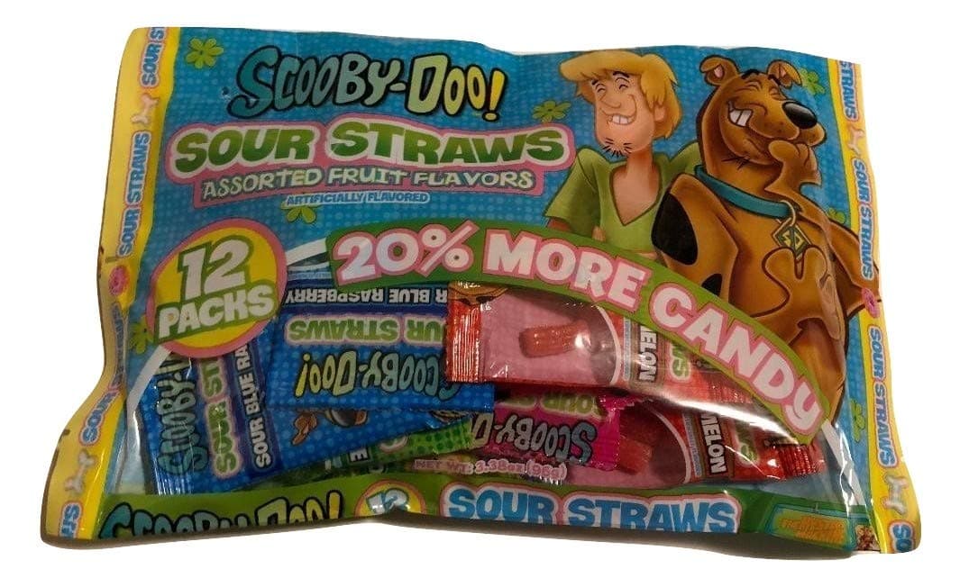 Candy Sticks, Sour Straws for Kids; Candy Sticks (Batman, Superman), Sour Straws (Scooby-doo); Classroom Gifts; Individually Packaged Snack Pack, Party Favors, Treats; 2-pc