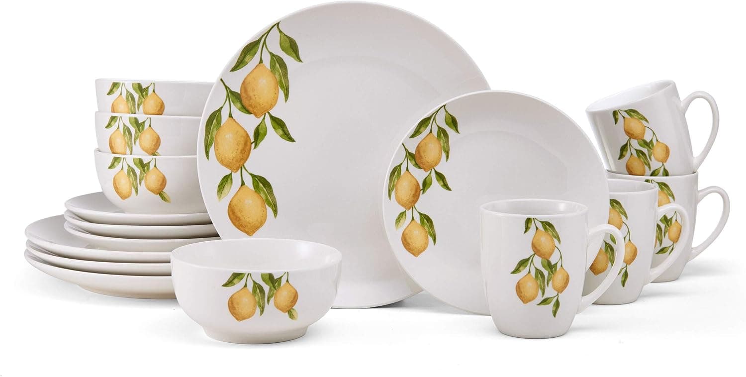 Studio Nova Lemons 16-Piece Dinnerware Set, Service For 4, White