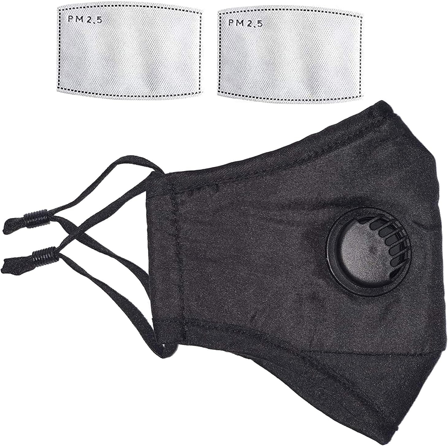 Facial Protection Filtration 95%, Anti-Fog, Dust-Proof With 2 Pack activated carbon filter ，Unisex Breathing Valve，Adjustable Headgear Nose wire Full Face Protection Masks