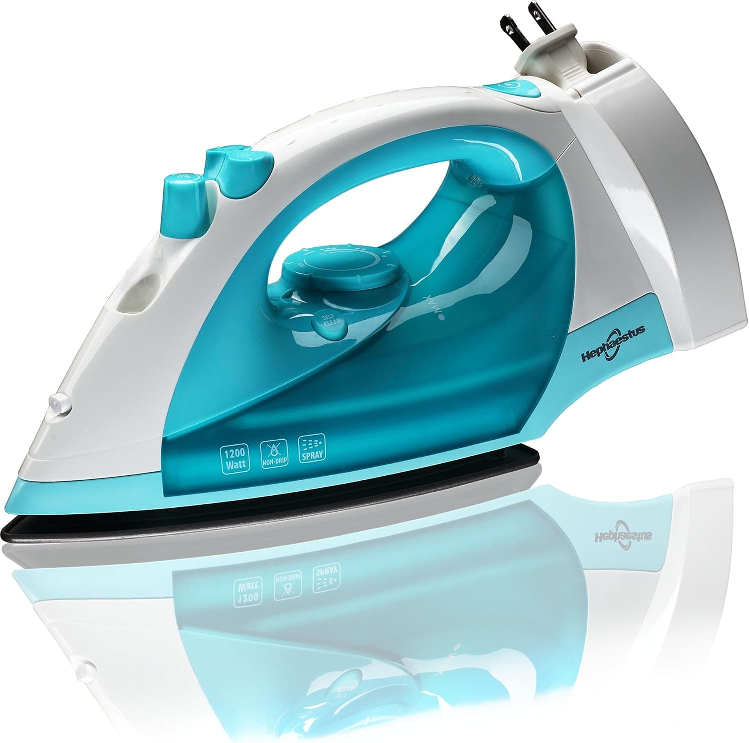 Steam Iron 1200 Watt Nonstick Teflon Soleplate Variable Steam Spray Anti-Drip Self-Cleaning System with 8 Feet Retractable Cord