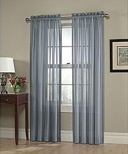 LuxuryDiscounts 2 Piece Solid Slate Blue Elegant Sheer Curtains Fully Stitched Panels Window Treatment Drape 60" X 84"