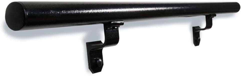 1.9" Round x 3 ft. Hammered Black Aluminum Handrail Kit - Includes 2 Wall Brackets and End Caps