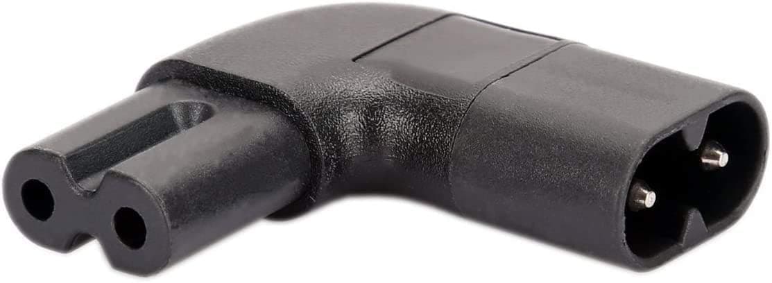 IEC320 C7 to C8 Right Angle AC Power Plug Adapter, IEC 320 C7-C8 90 Degree Vertical Left Right Angle Power Adapter, Figure 8 Male to Female Angle AC Converter