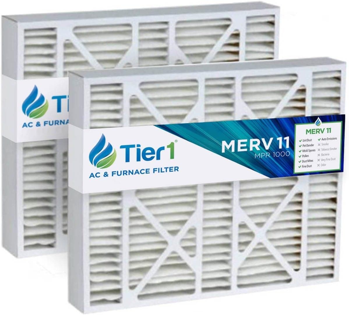 Tier1 20x25x5 Merv 11 Replacement for Honeywell FC100A1037 Air Clean Filter 2 Pack (Actual Size: 20 x 24 3/4 x 4 3/8)