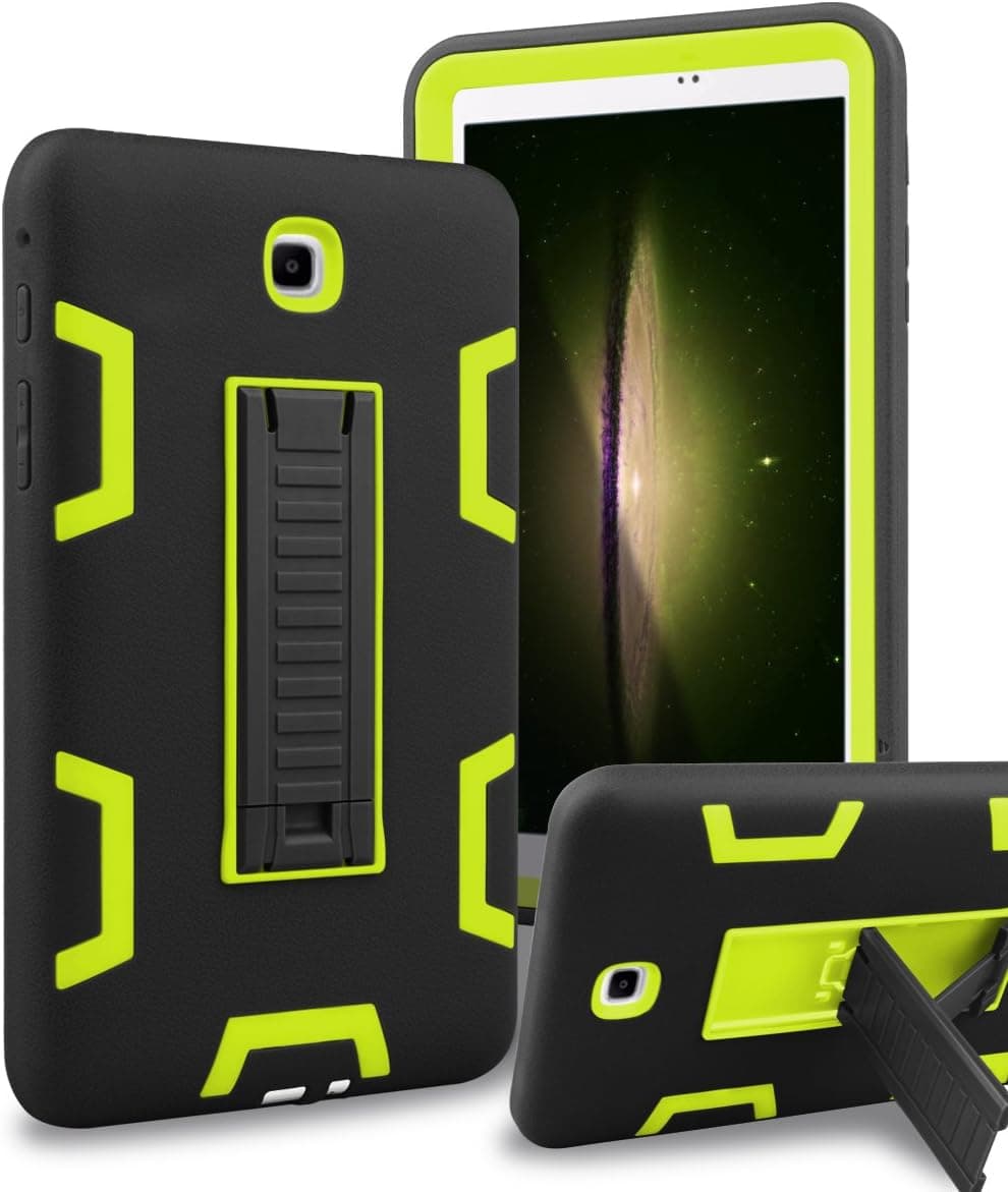 Samsung Galaxy Tab A 8.0 Case,XIQI Three Layer Hybrid Rugged Heavy Duty Shockproof Anti-Slip Case Full Body Protection Cover for Tab A 8.0 inch,Black/Lemony Green