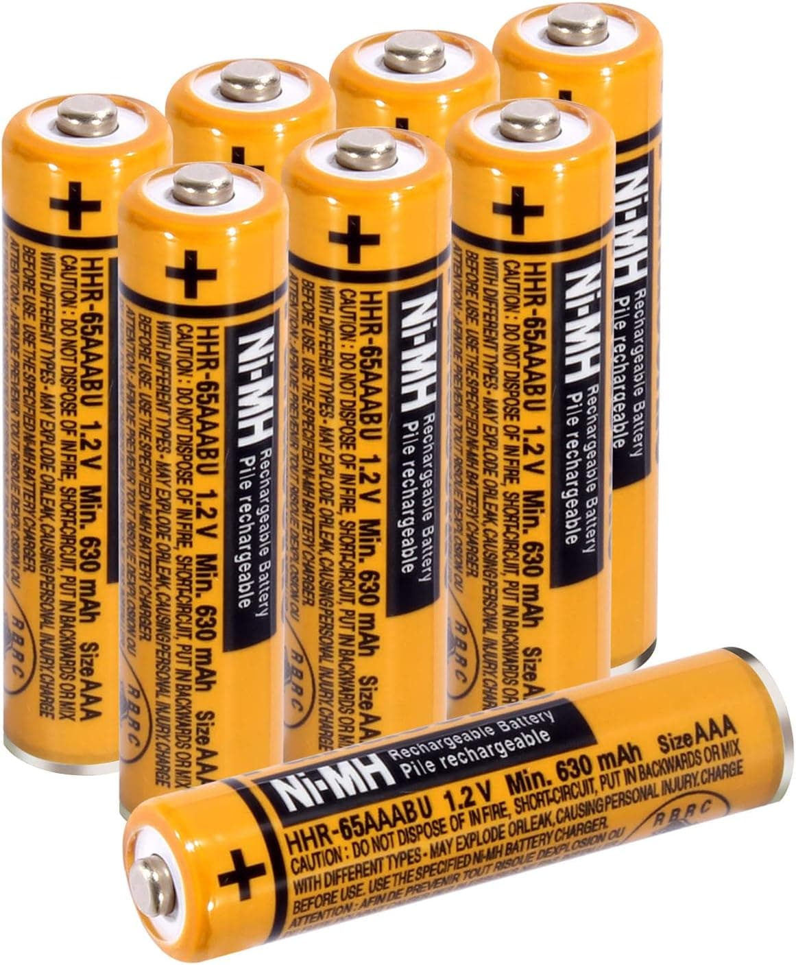 JAPUSOON 8 PCS AAA NI-MH Rechargeable Batteries, 630mAh HHR-65AAABU 1.2V Replacement AAA Battery for Panasonic Cordless Phones, Household Batterie