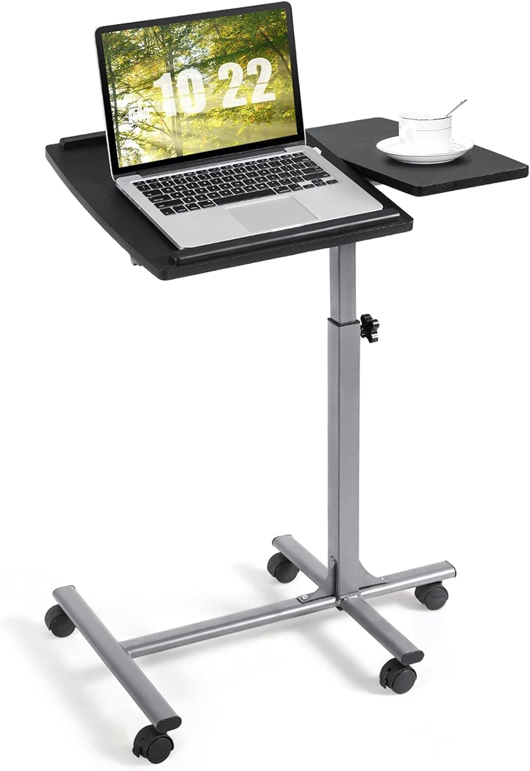 Tangkula Rolling Laptop Desk Cart, Mobile Laptop Stand with Tilting Tabletop, Height Adjustable Bedside Table with Mouse Pad Cup Holder, Ideal for Laptop Bed Sofa Couch