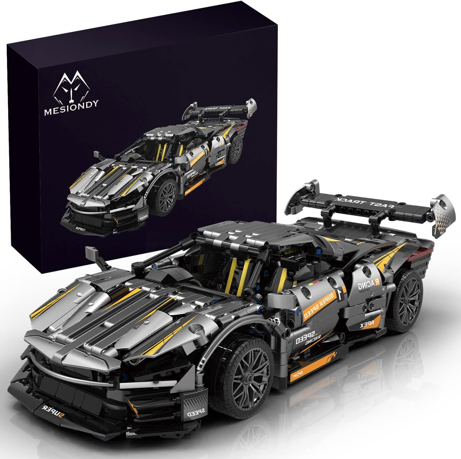 Mesiondy Sports Car Building Blocks Toys Boys or Adults Kits，1:10 MOC Building Set Raceing Car Model,Super Cars for Boys Age 10+，(1626Pcs)…