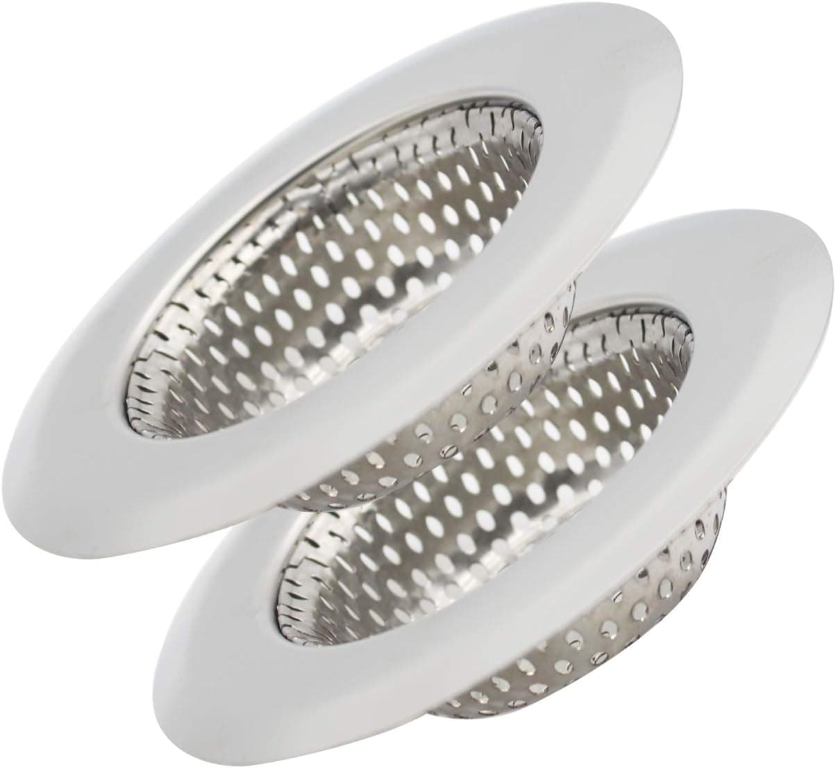 QITONG Sink Strainer, Basket Stainless Steel Bathroom Sink, Utility, Slop, Kitchen and Lavatory Sink Drain Strainer Hair Catcher (2.75 inch, Stainless Steel Wide-Edge Low-density Mesh)