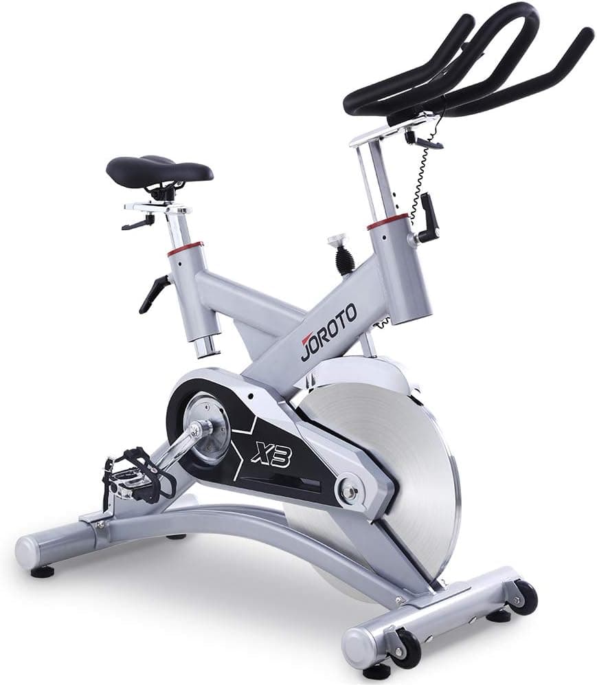 JOROTO Exercise Bike Indoor Cycling - Belt Drive Pro Workout Bicycle Exercise Stationary Bike Machine for Home Gym X3 (Silver)