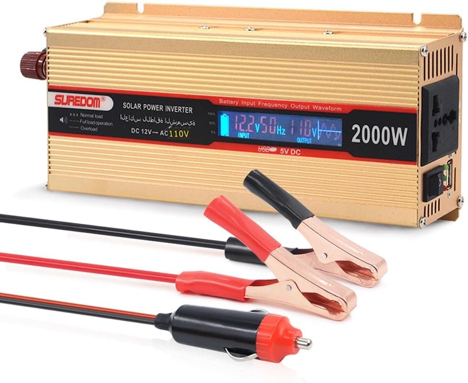 Mesllin 2000W Car Power Inverter Modified Sine Wave, DC 12V to 110V AC Power Converter with LCD Display,Universal AC Socket + 3.1A USB Ports for Laptop Tablets