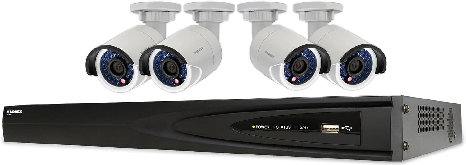 Lorex LNR282C4B Full HD 1080p 8-Channel Security System with 4 IP Bullet Cameras and 2TB HDD (White)