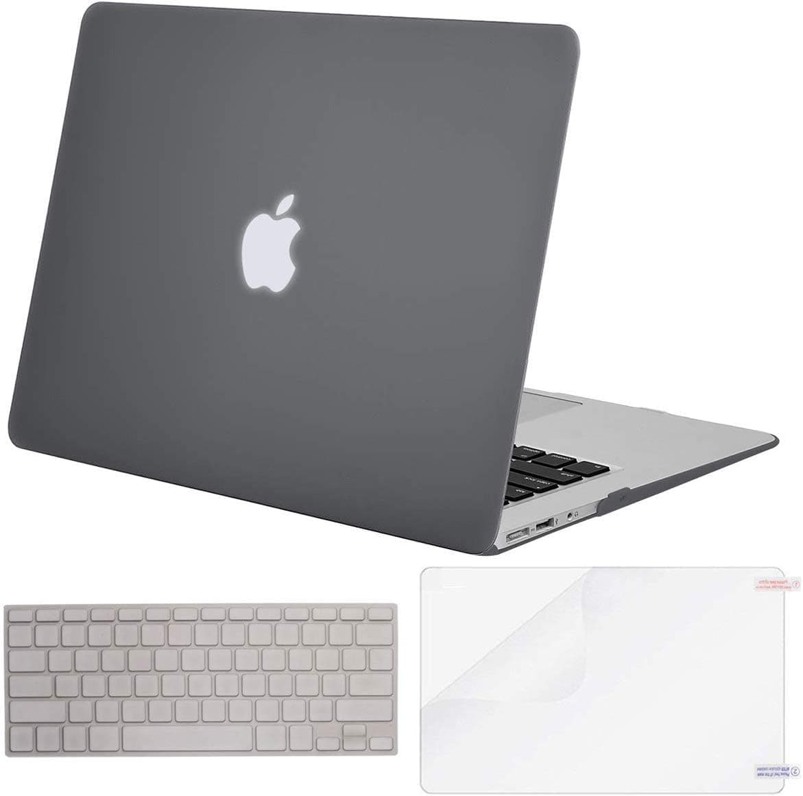 MOSISO Plastic Hard Case & Keyboard Cover & Screen Protector Compatible with MacBook Air 11 Inch, Pure Gray