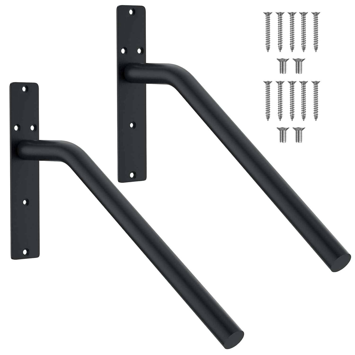 16 Inch Stainless Steel 1-3 Step Handrail, ZUEXT 2 Pack Black Wall Mount Hand Rail, Elderly Handicap Safety Grab Bar for Outdoor Garage Entry Steps Stair Interior Exterior Stairway - 1.25" Tube