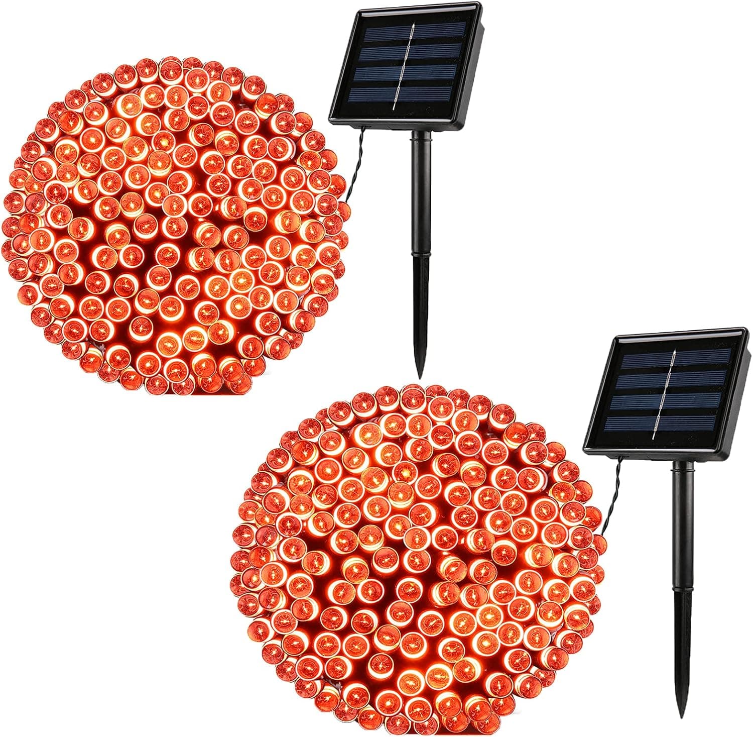 Lomotech Orange Halloween Lights, 200LED 72ft 8 Modes Orange Solar String Lights, Waterproof Solar Fairy Lights for Halloween Decorations, Garden, Backyard, Party, Holiday, Camping Decor, 2Pack