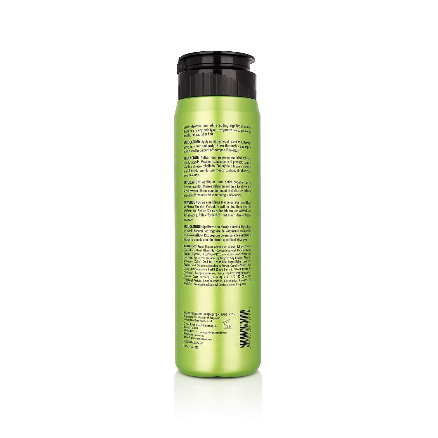 Paul Brown Hawaii Hapuna Anti-Frizz Volumizing Salon Shampoo - Specialized Nourishing Fruit & Plant Extracts, Kukui Nut Oil & Protein Hair Thickening Shampoo - UVB and Heat Damage Protection (10 oz)