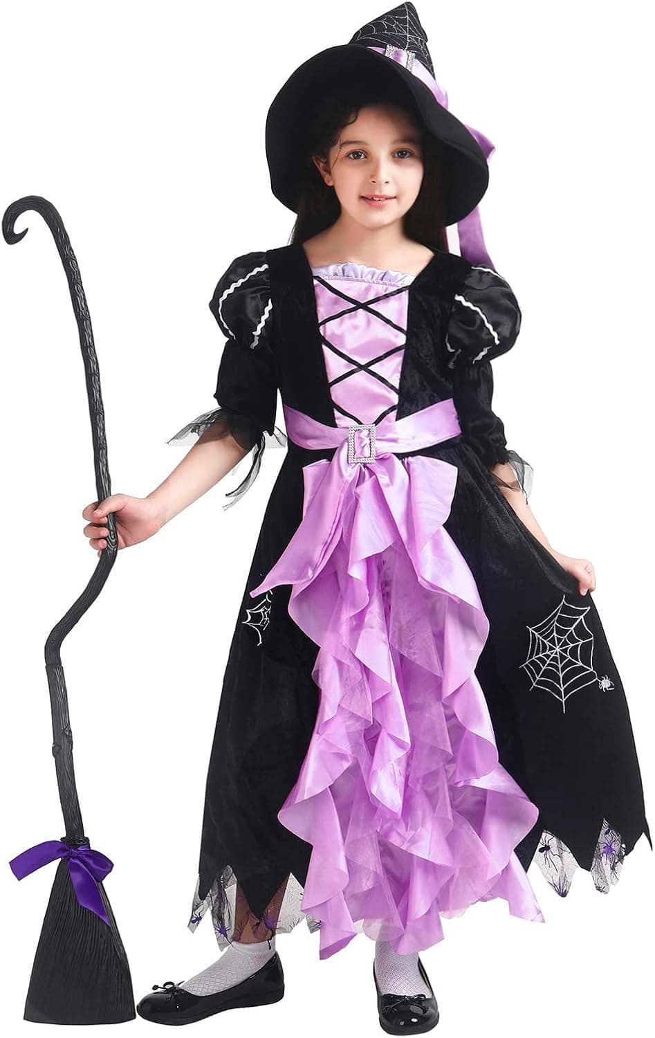 Viyorshop Halloween Witch Costume for Girls Witches Fancy Dress with Hat